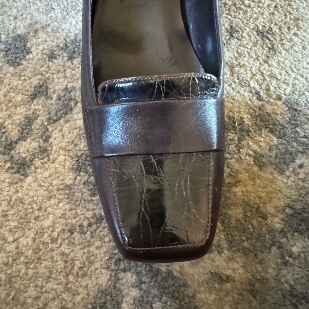 Franco Sarto Dark Brown Square-Toe Loafers - Picture 6 of 8